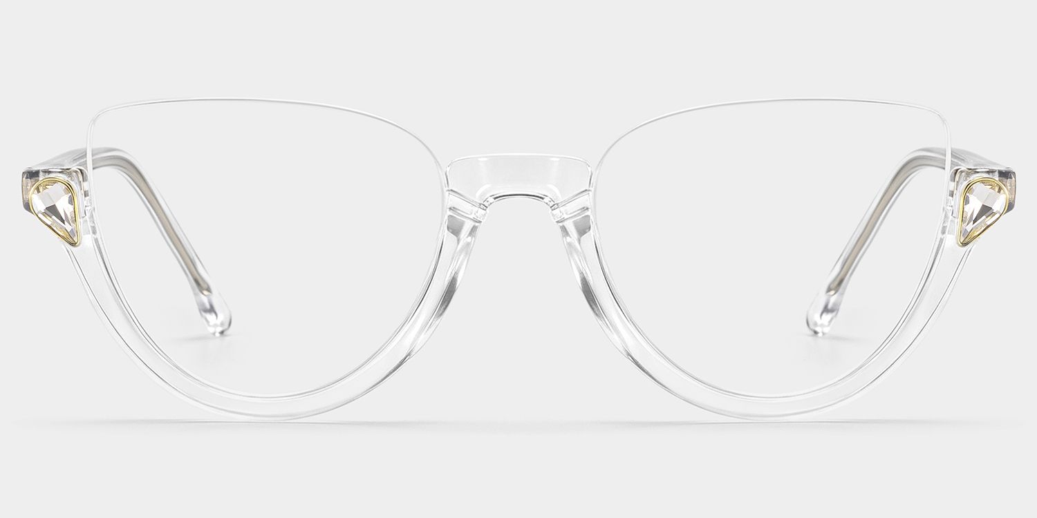 Felicia Clear Semi-Rimless Cat Eye Glasses for Women | ZEELOOL0