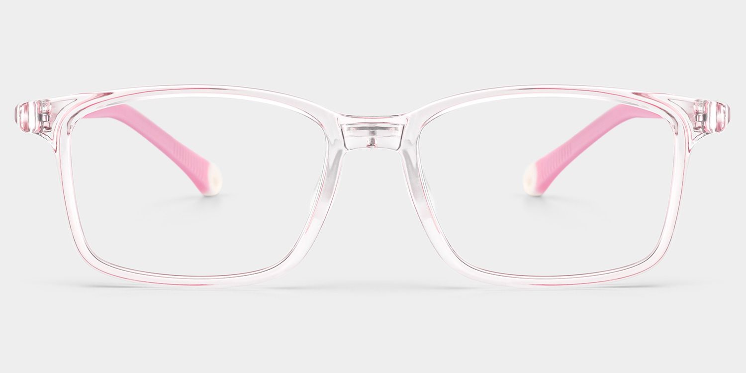 June Rectangle Clear Pink Frame Eyeglasses for Pre-tweens0