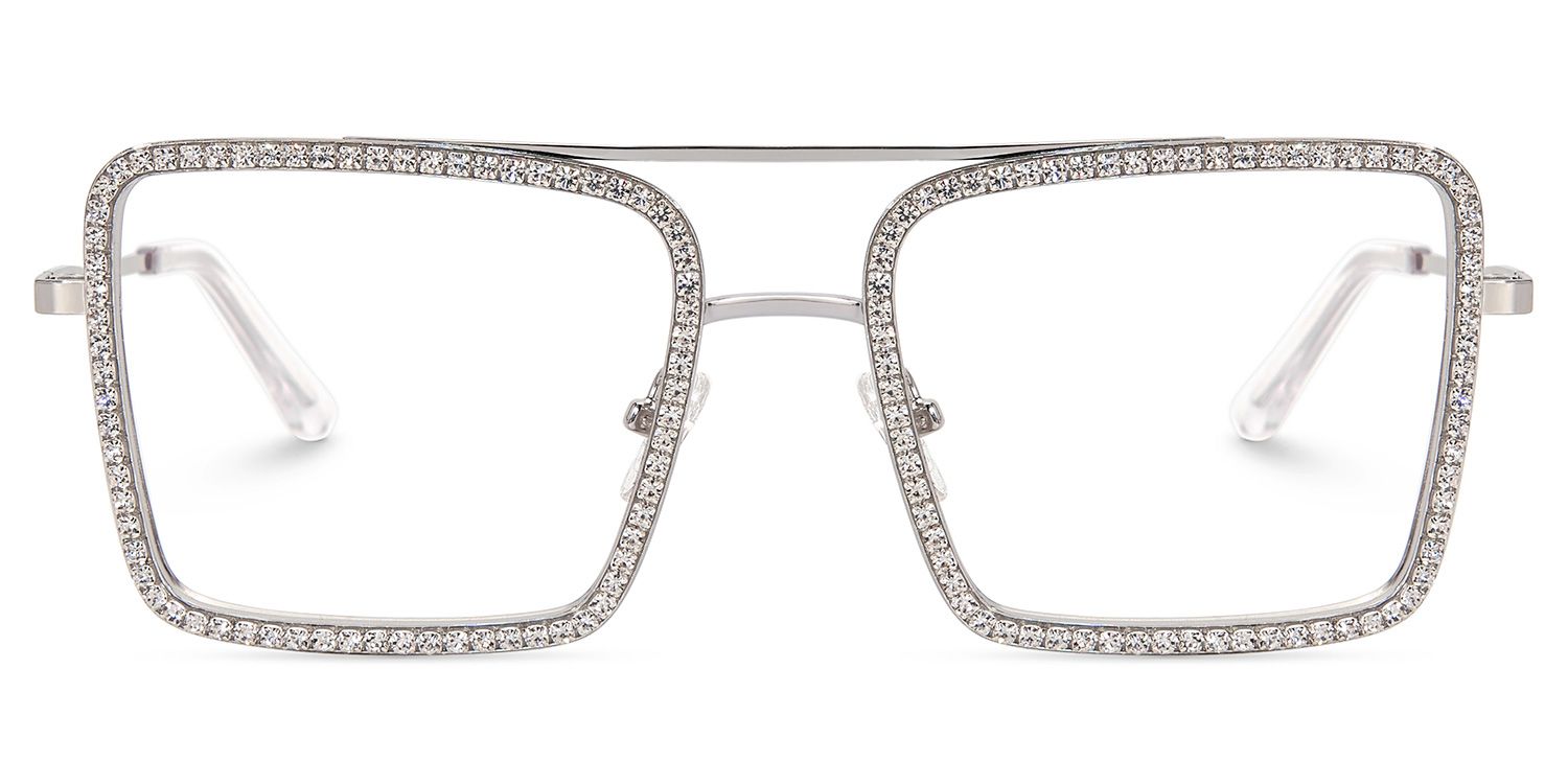 Diva Sparkle Silver Glitter Eyeglass frames and Glasses2
