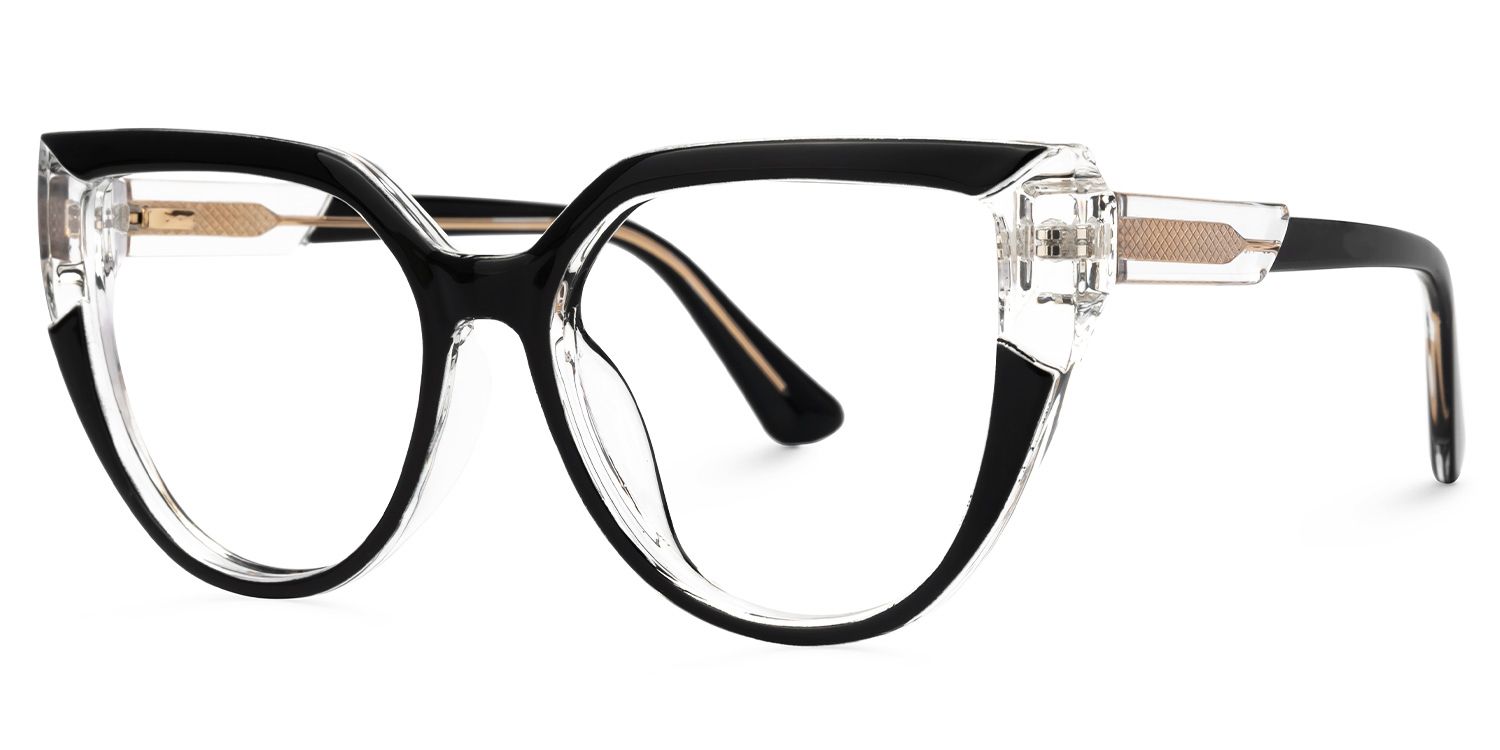 Cateye Damary Black-Clear Glasses on sale -Zeelool Glasses1