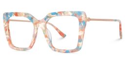 Flora Square Orange-Floral Marble Glasses1