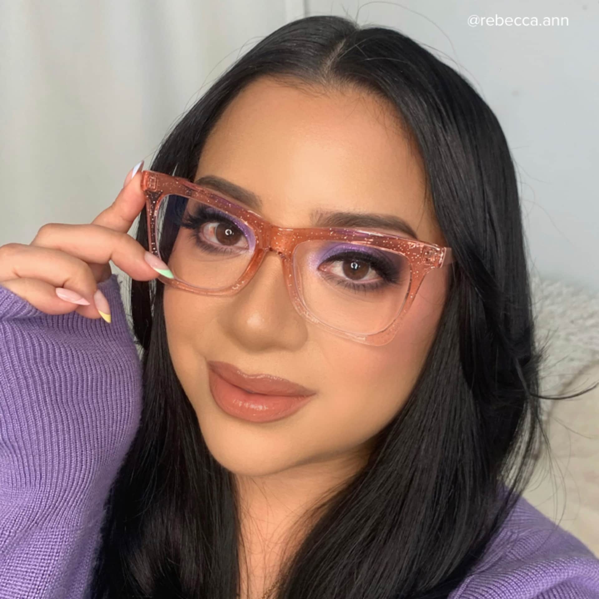 Yaritza Butterfly Pink Glasses | Zeelool Glasses5