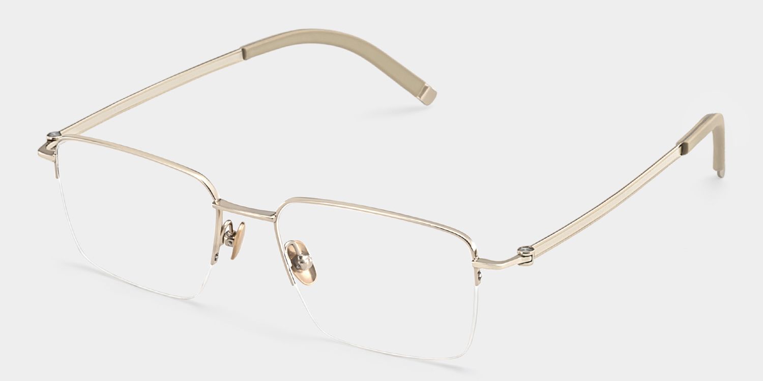 Carson Light Gold Semi Rimless Glasses in Titanium Frame | ZEELOOL3
