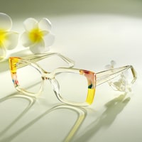 Flair Square Yellow Glasses0