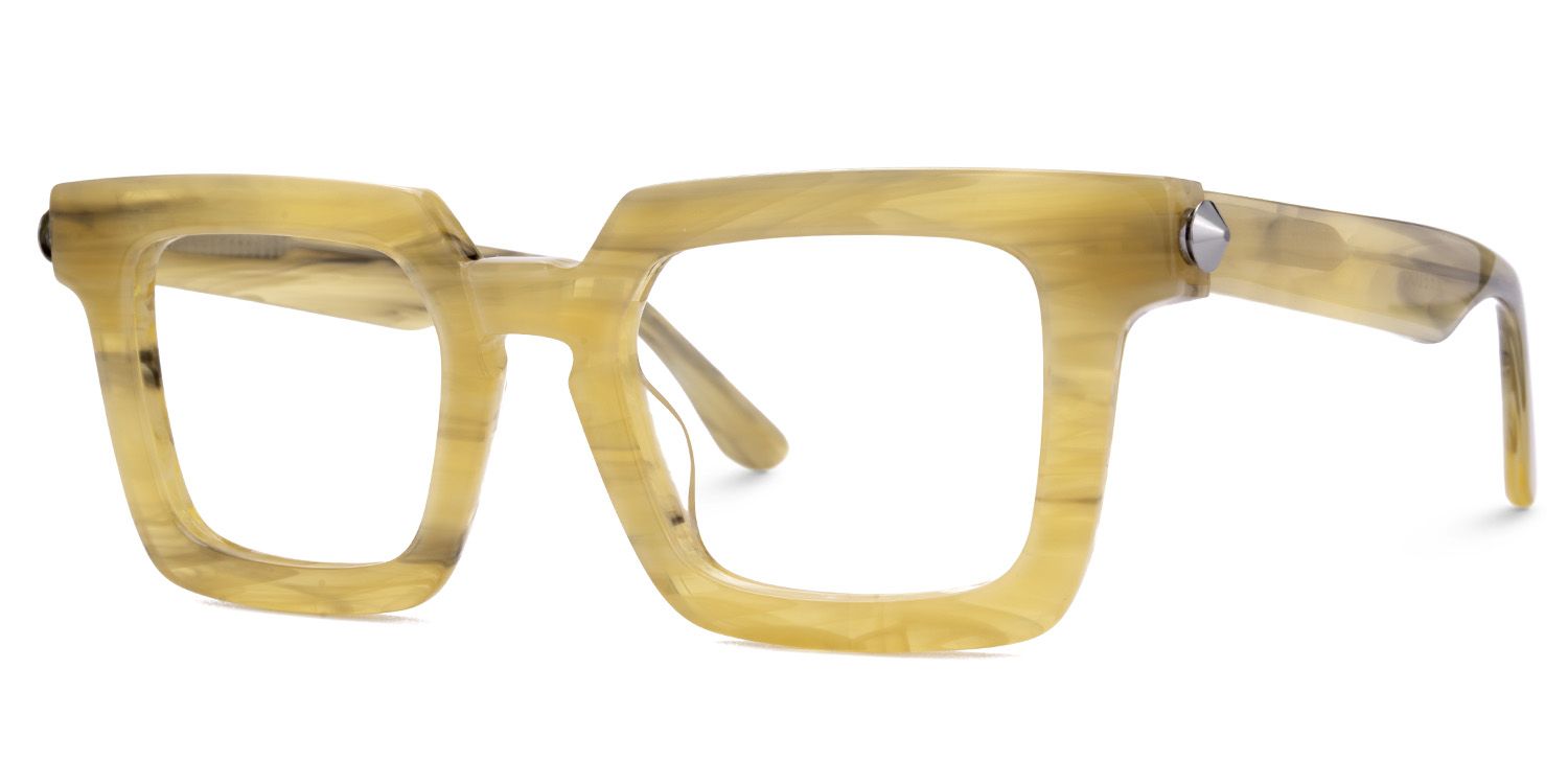 Ruthann Eco Acetate Mustard Yellow Glasses Frames Men's | Zeelool2