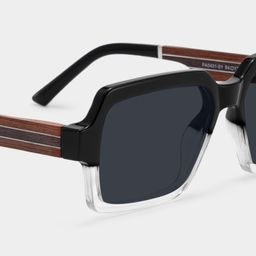 Jack Rectangle Black & Clear Sunglasses4