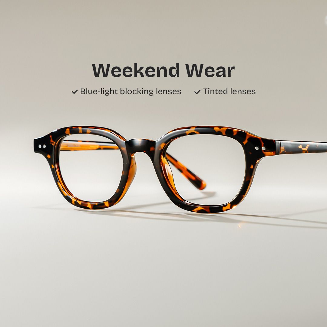 Amber Tortoise Frame Glasses with Square Frame Online | ZEELOOL0