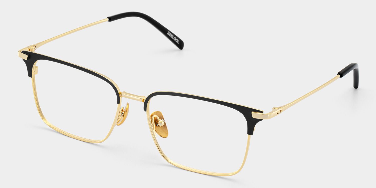 Maxwell Browline Black and Gold Glasses Frames for Men | ZEELOOL2