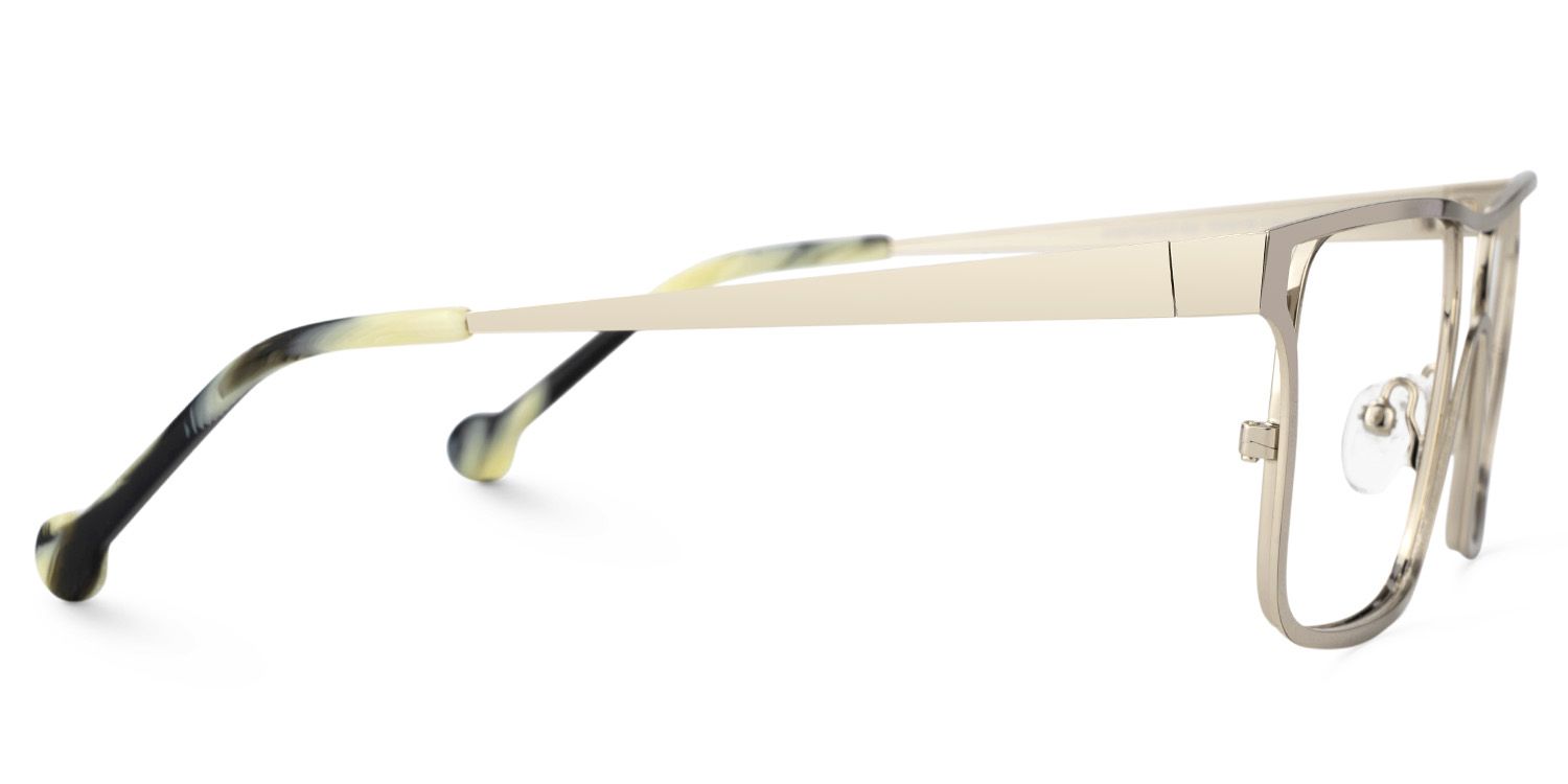 Nova Wide Matte Gold Glasses with Rectangle Frames | Zeelool3