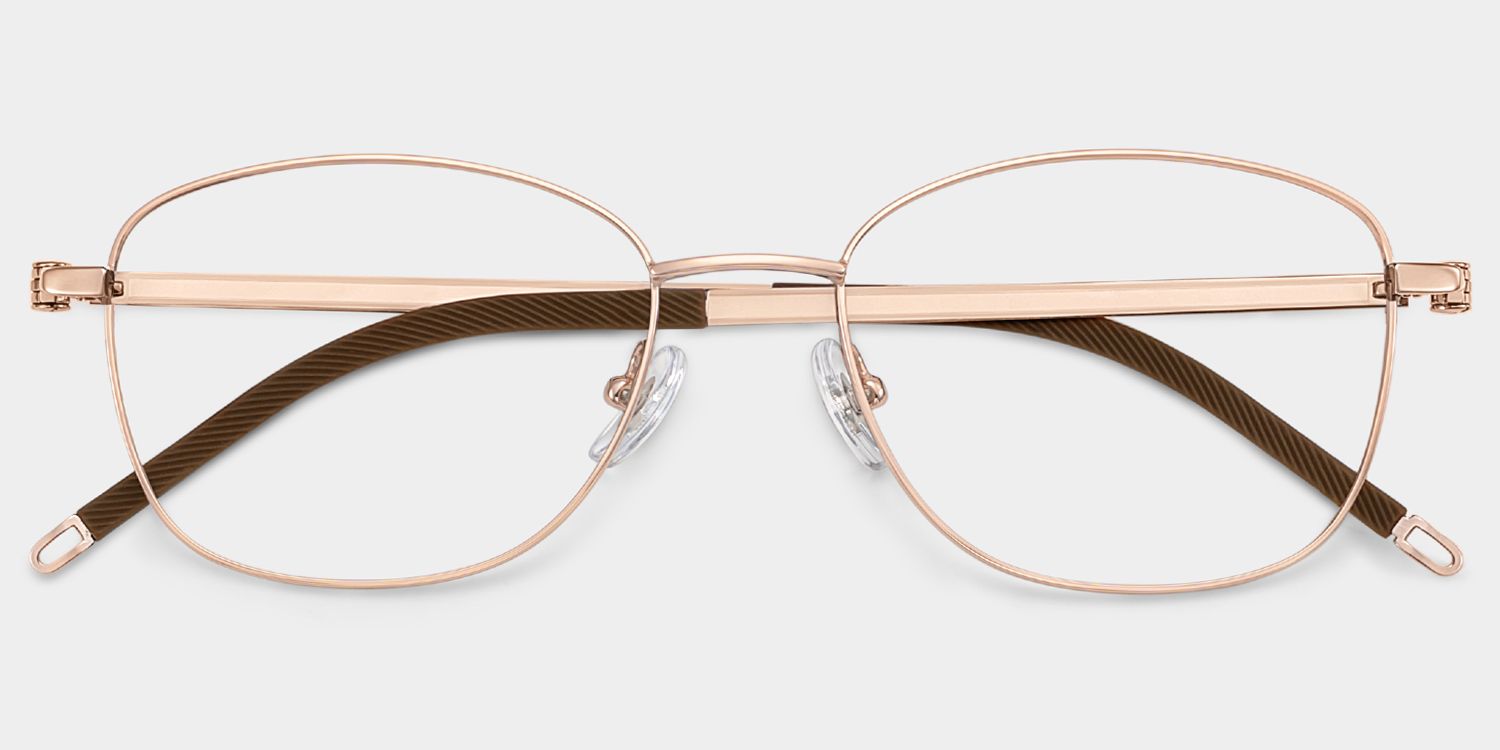 Nicole Gold Wire Frame Glasses in Rectangle Metal Material | ZEELOOL2