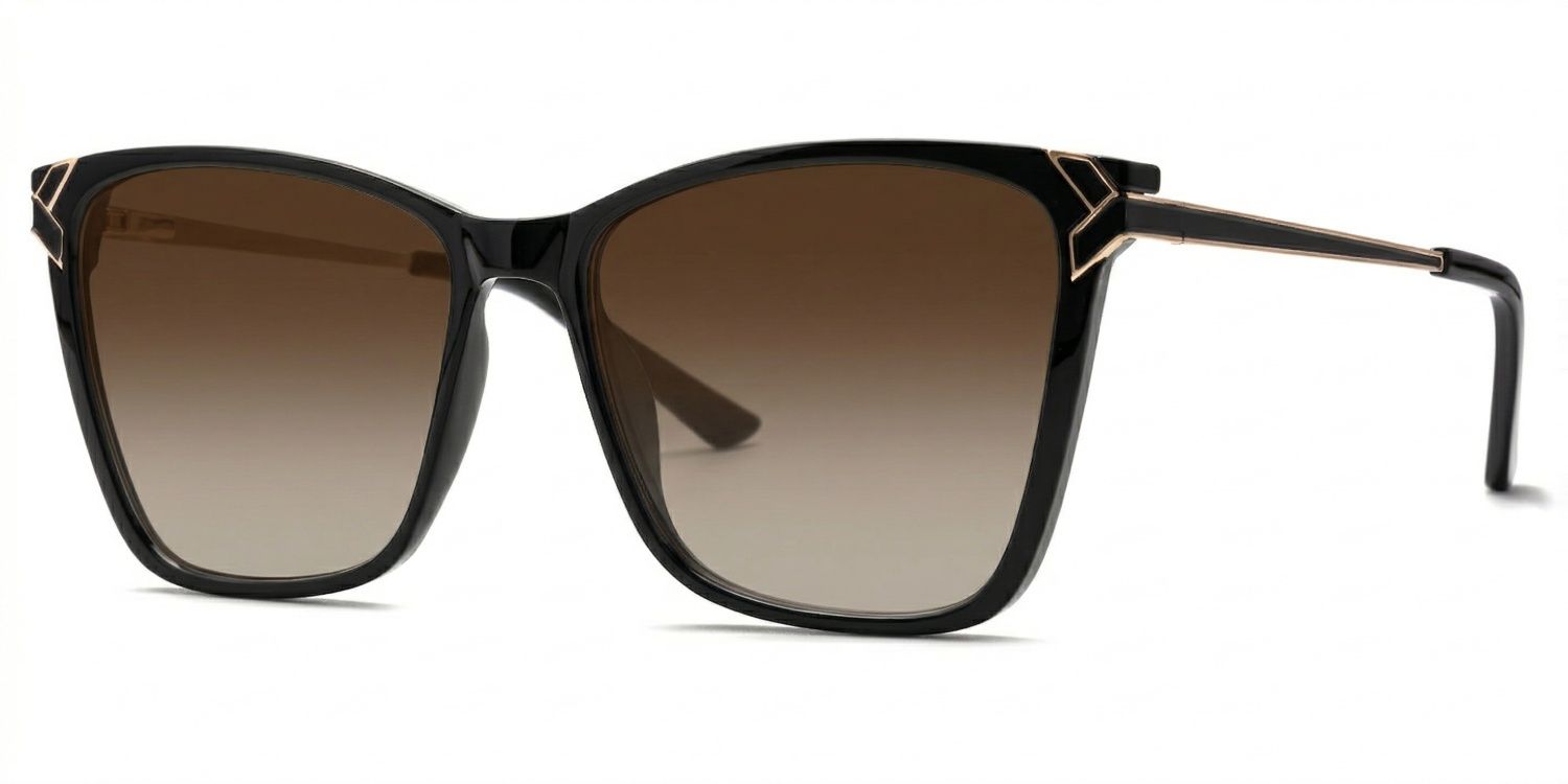 Tricee Square Black Glasses With Gold Arms For Females | Zeelool1