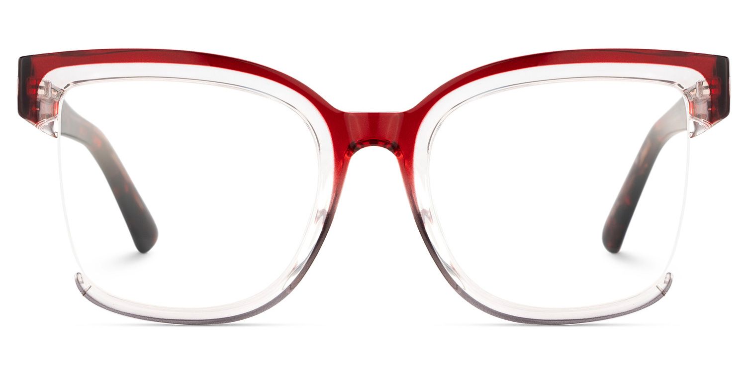 Square Cadogan Red- Gray Frame Glasses | Zeelool0