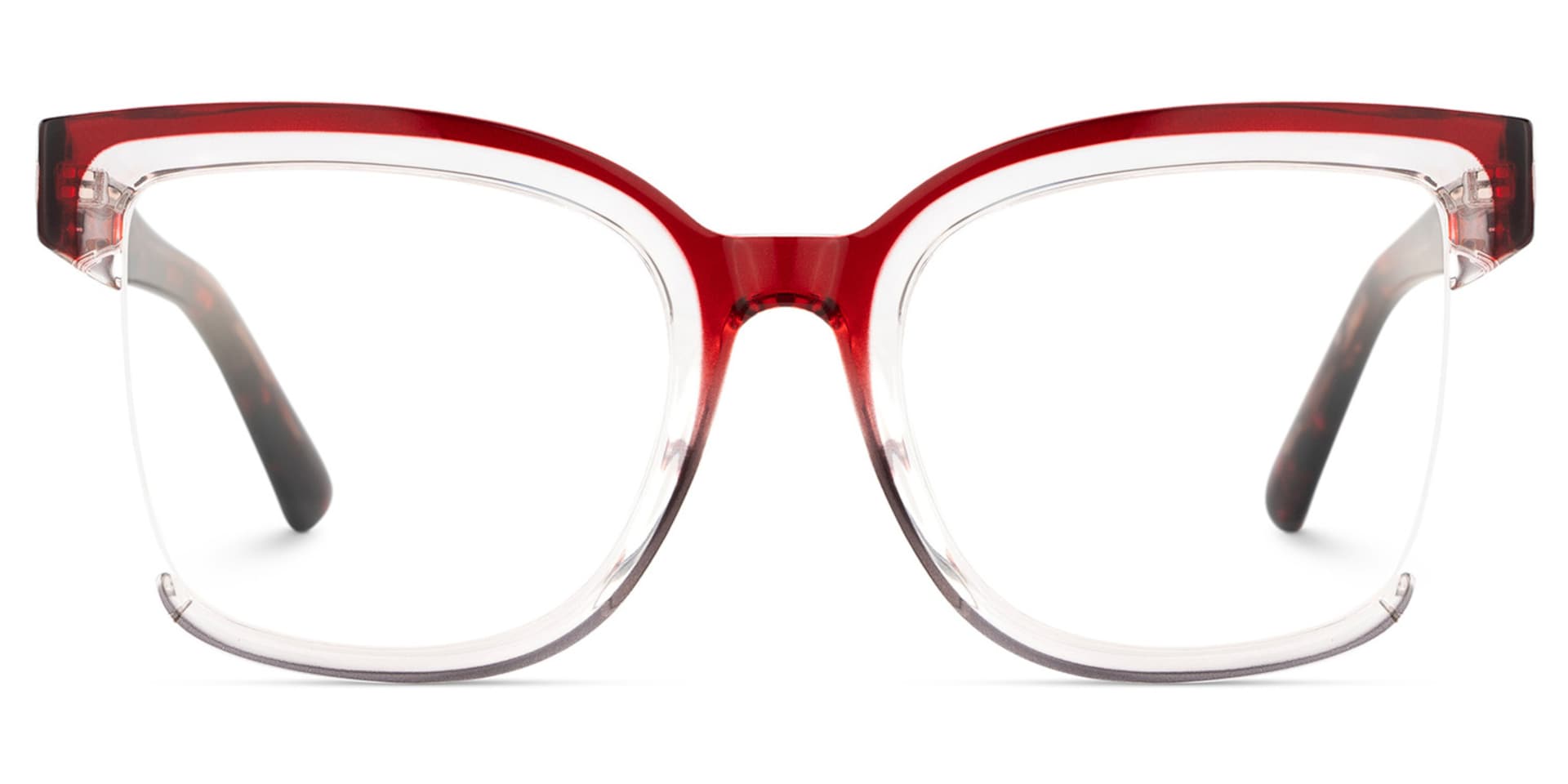 Square Cadogan Red- Gray Frame Glasses | Zeelool0