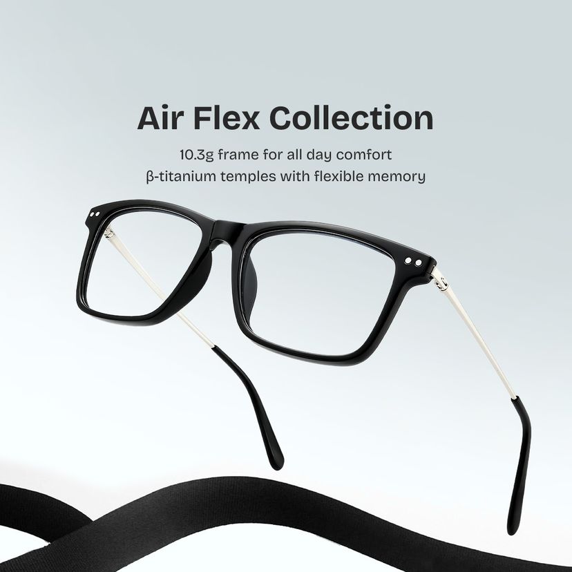 Eleanor Rectangle Black Glasses