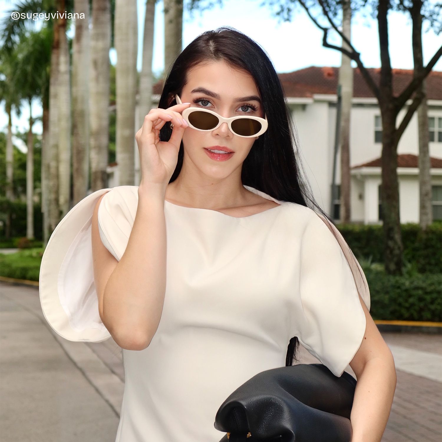 ZEELOOL x Aimee Song The 90s White Oval Sunglasses7