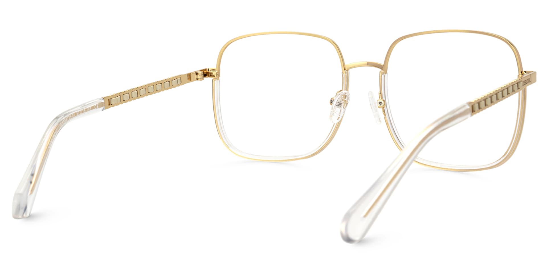 Perfecta Square Clear and Gold Prescription Glasses | Zeelool3