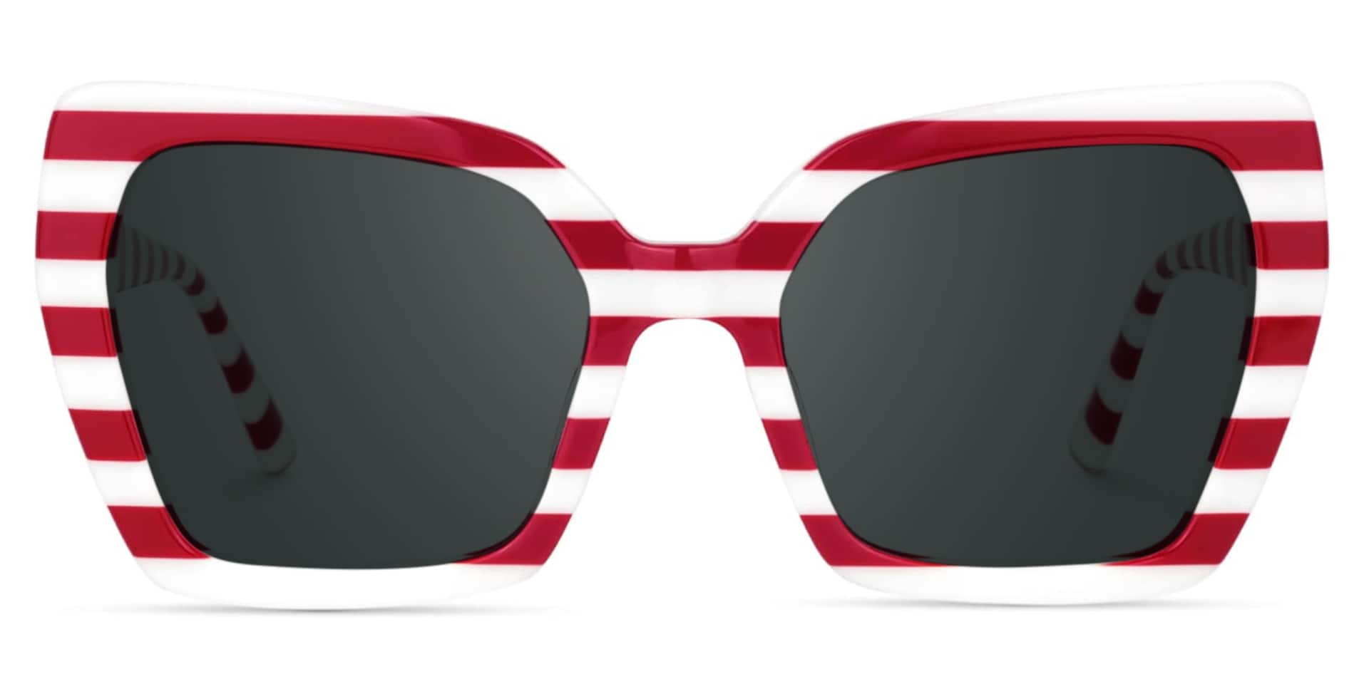 Pavia Butterfly Red Striped Frame Sunglasses for Women0