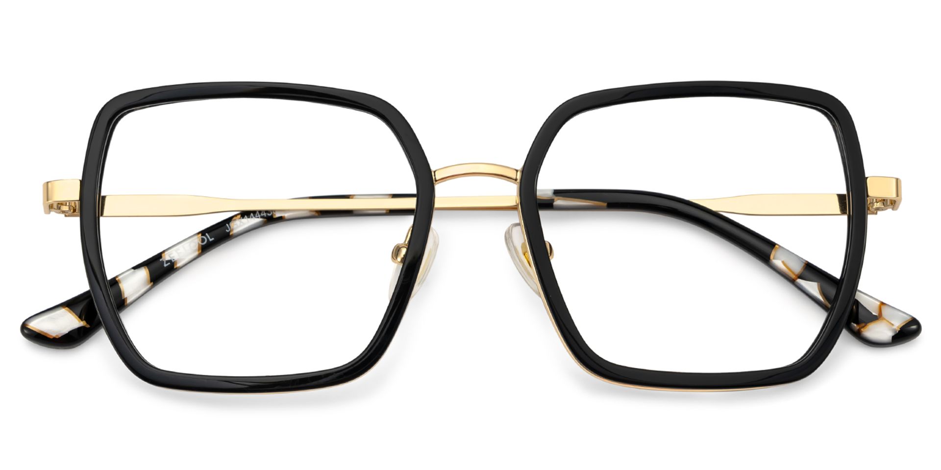 Square Black Eyeglasses- Fiona Mixed Frame Glasses5