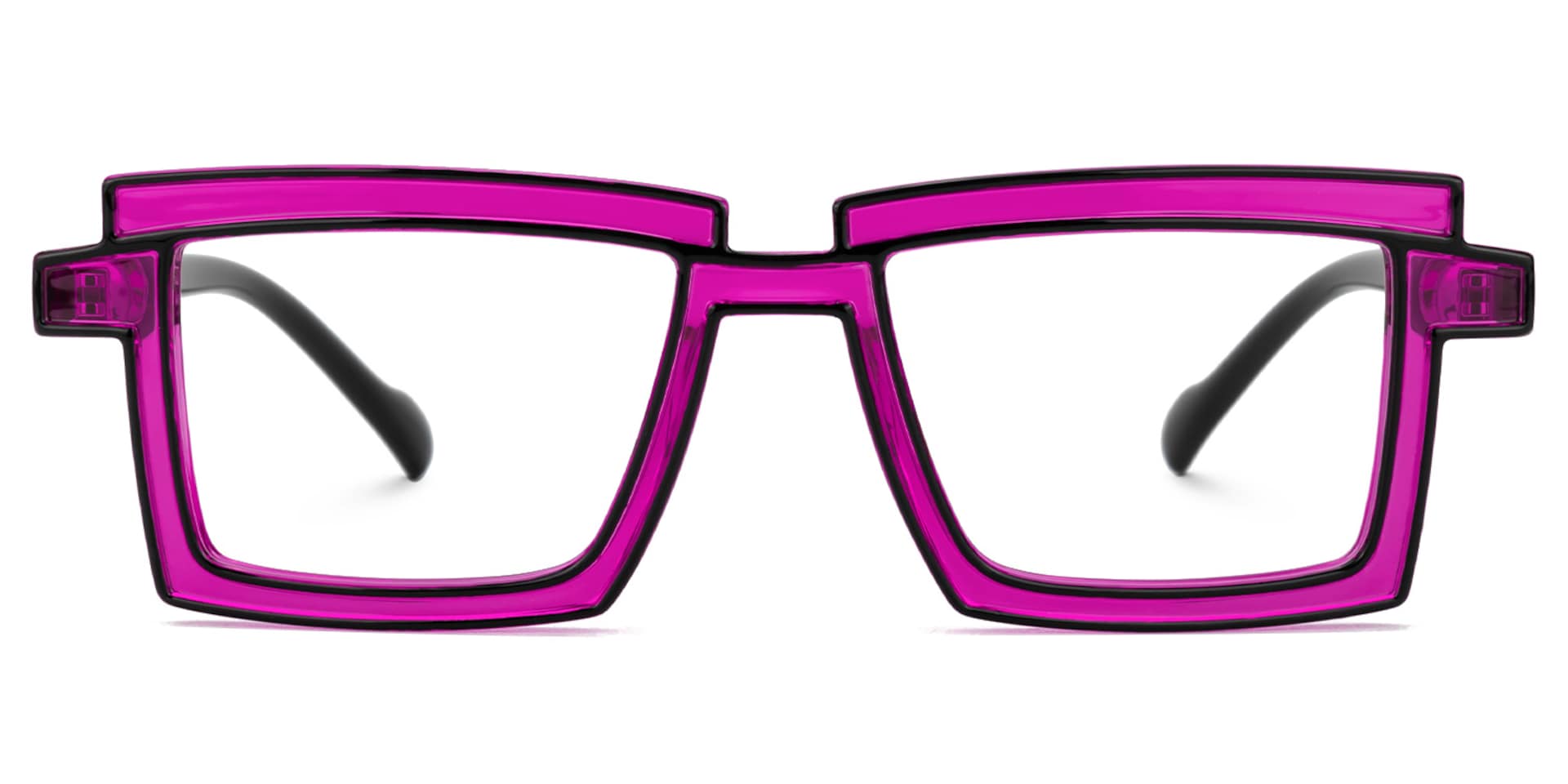 CyberPunk Zephyr Glasses in Purple Rectangle Design0