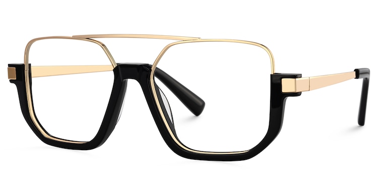 Oromiya Aviator Black Gold Glasses