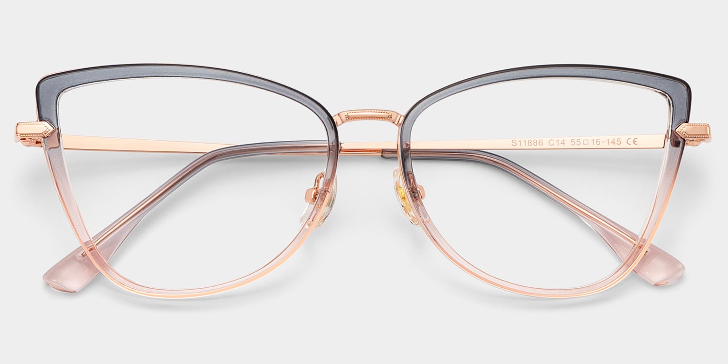 Cat eye Two-tone Eyeglasses- Sloane Mixed Frame Glasses2