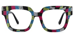Brigitti Square Multicolor Checkered Glasses0
