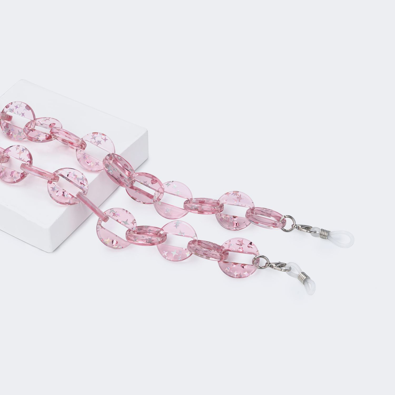 Pink Round Glasses Chain -Sunglasses Transparent Chain0