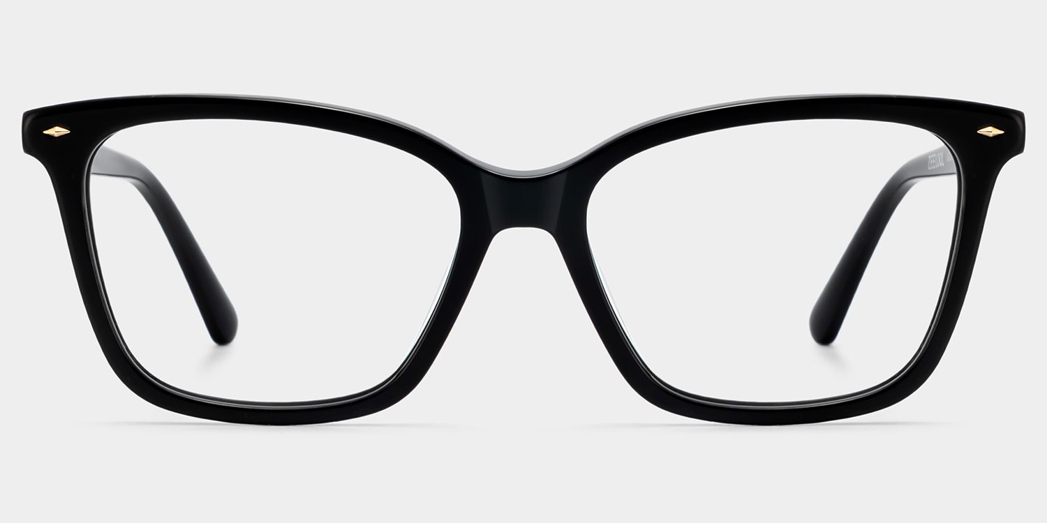 Theo Acetate Black Frame Glasses with Square Shape | Zeelool