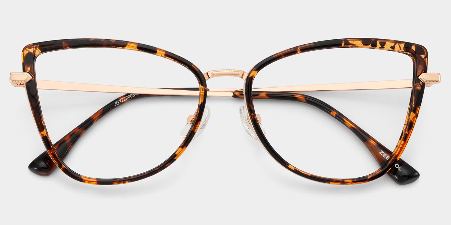 Cat eye Tortoise Eyeglasses- Sloane Mixed Frame Glasses2