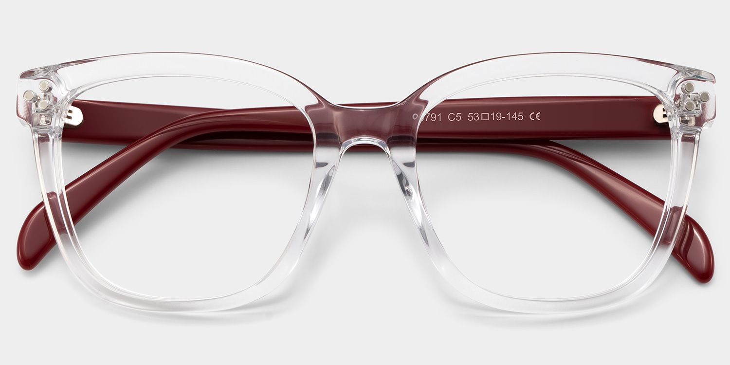 Scarlett Clear Red Frame Glasses with Square Frame Online | ZEELOOL2