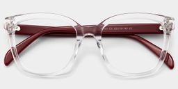 Scarlett Square Clear Red Glasses2