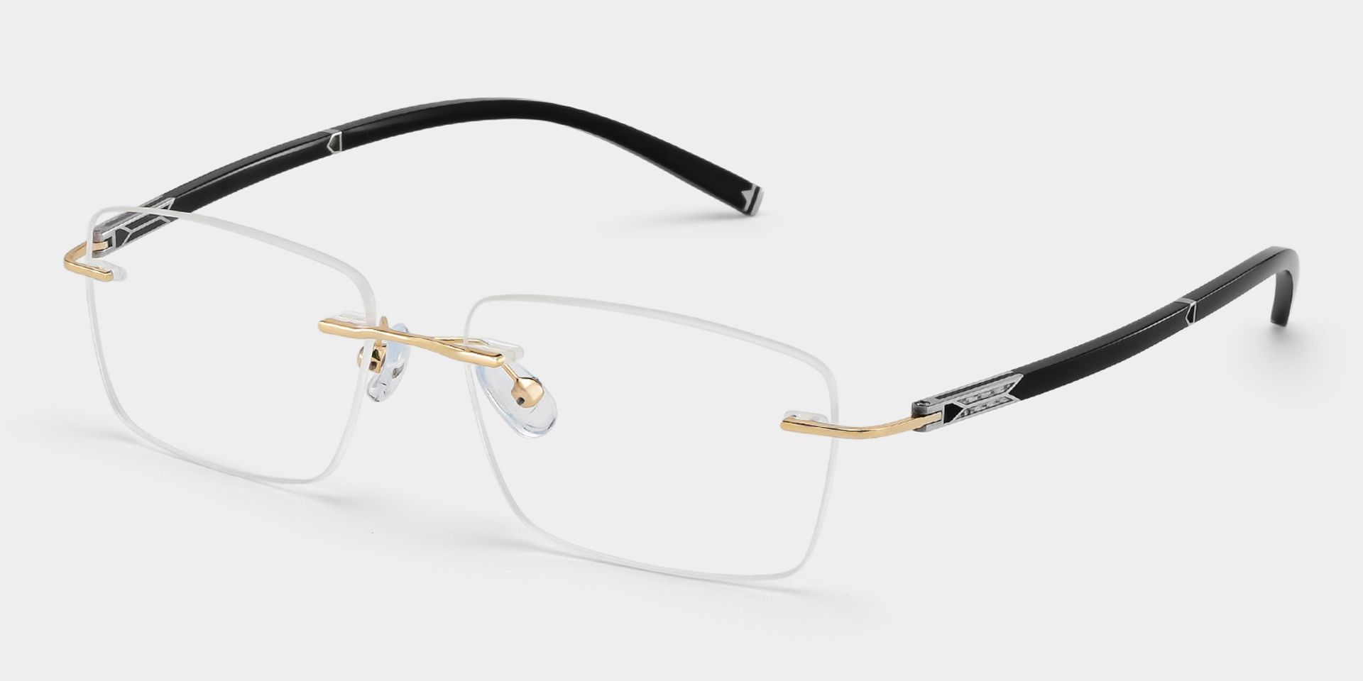 Adeline Gold Rimless Glasses for Men in Rectangle Frame | ZEELOOL3
