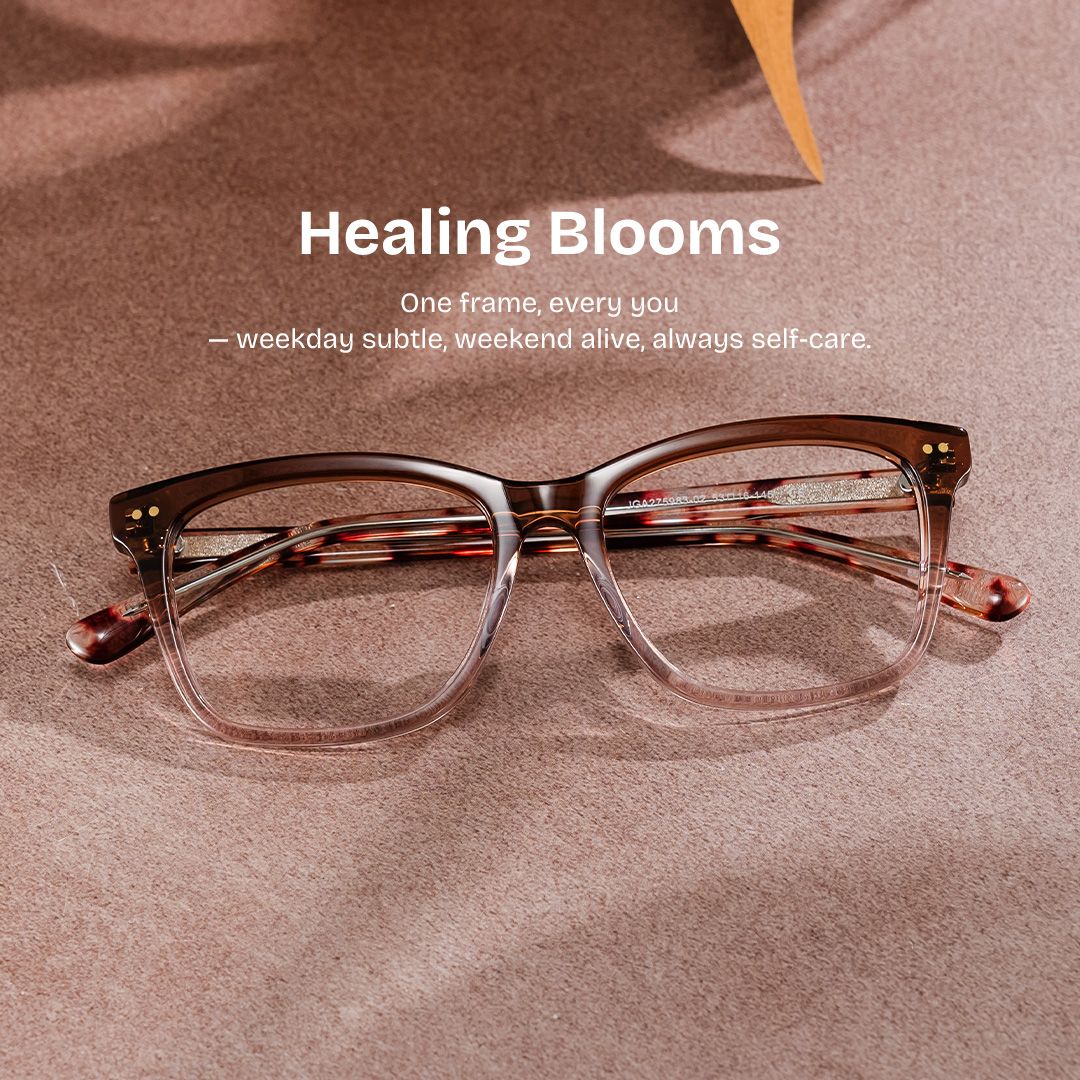 Layla Brown Flower Square Eyeglass Frames | ZEELOOL0