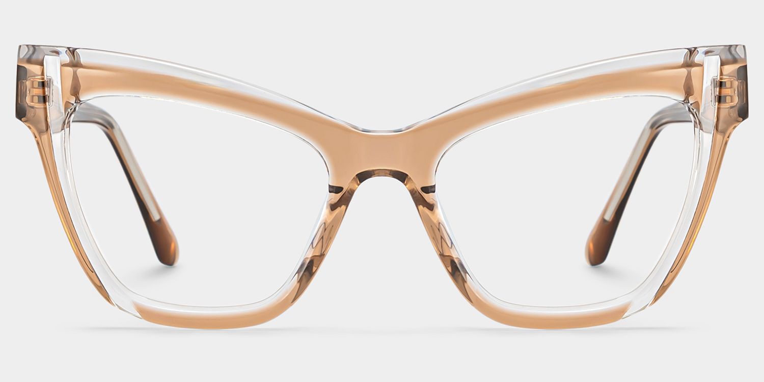 Saucie Light Brown Cat eye Frame Glasses | Zeelool