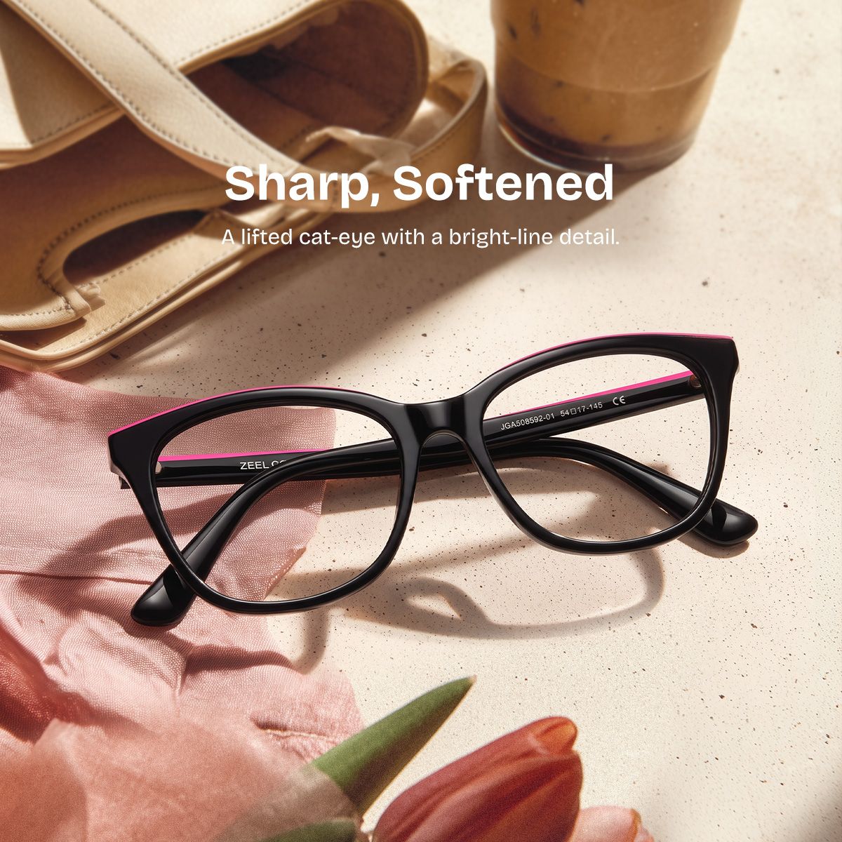 Margaret Black Eyeglasses with Cat eye Shape Frame | ZEELOOL