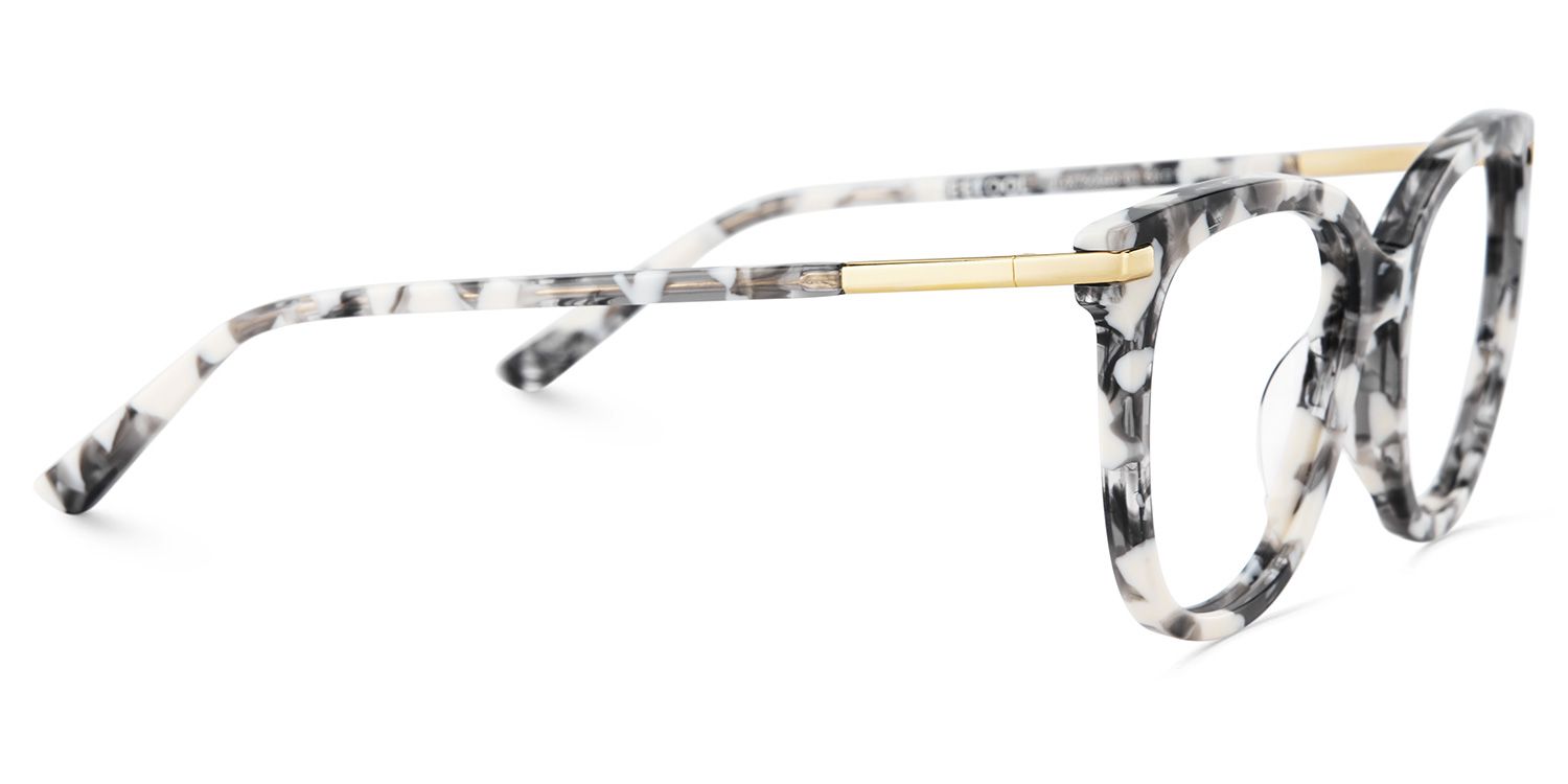Round Grey Glasses With a Marble Pattern5