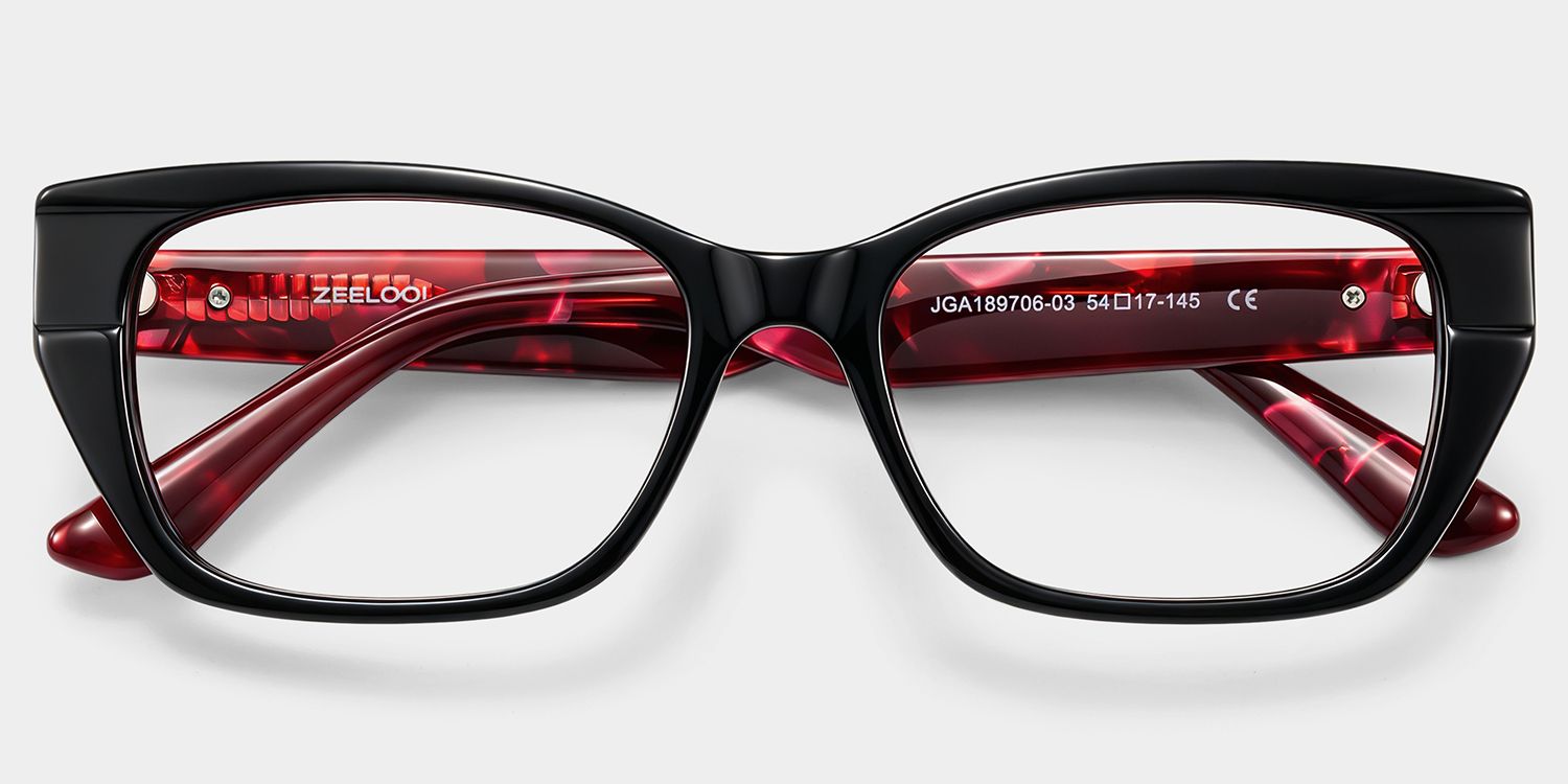 Bowie Black Rectangle Glasses | ZEELOOL2