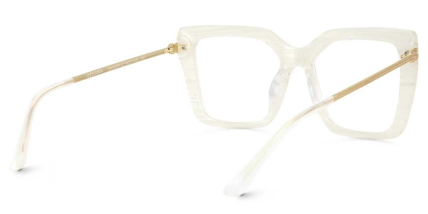 Flora Cream Frame Glasses with Square Style Online3