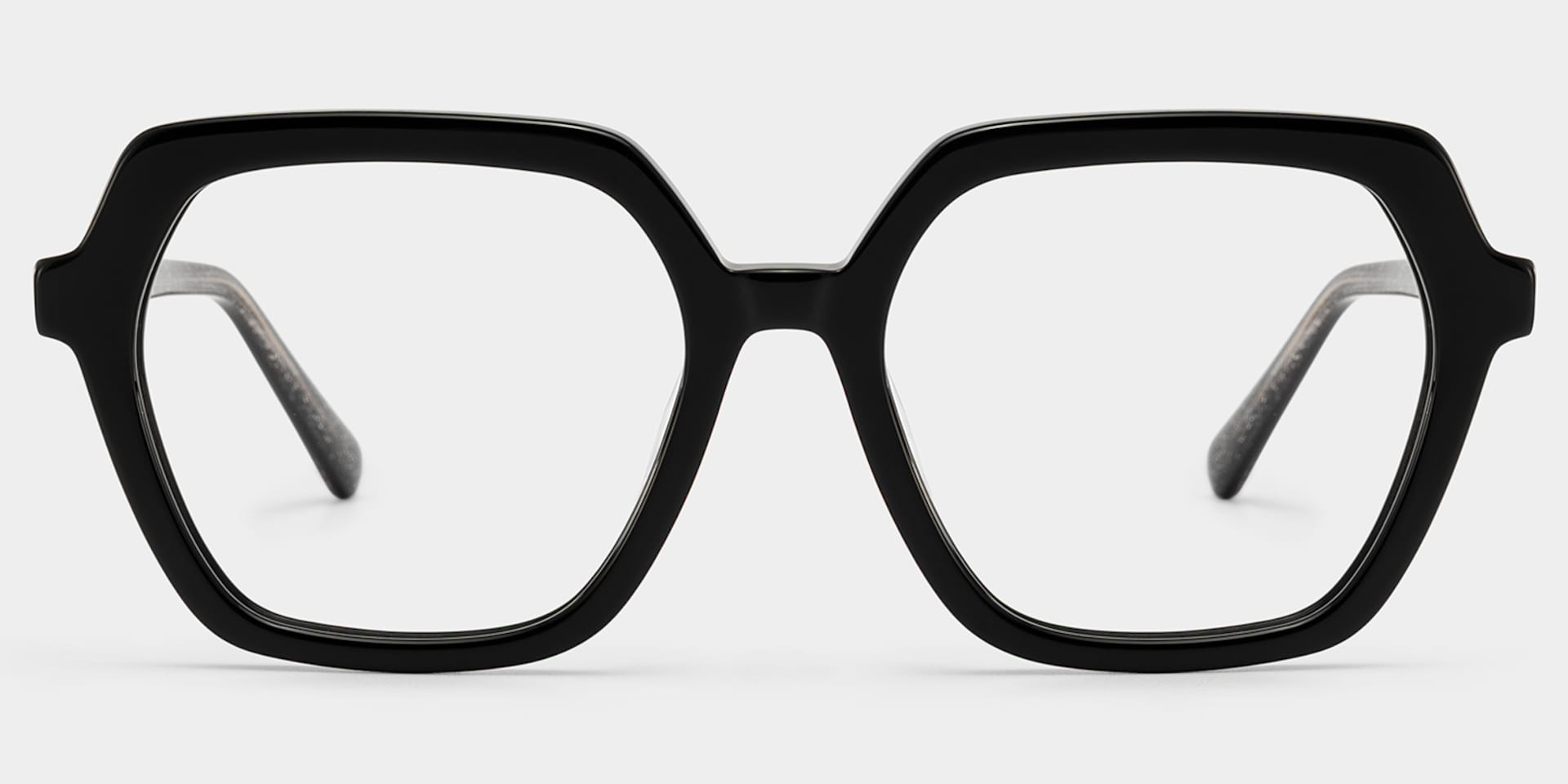 Devon Black Hexagon Glasses Frames with Dark Grey Sparkling | ZEELOOL1