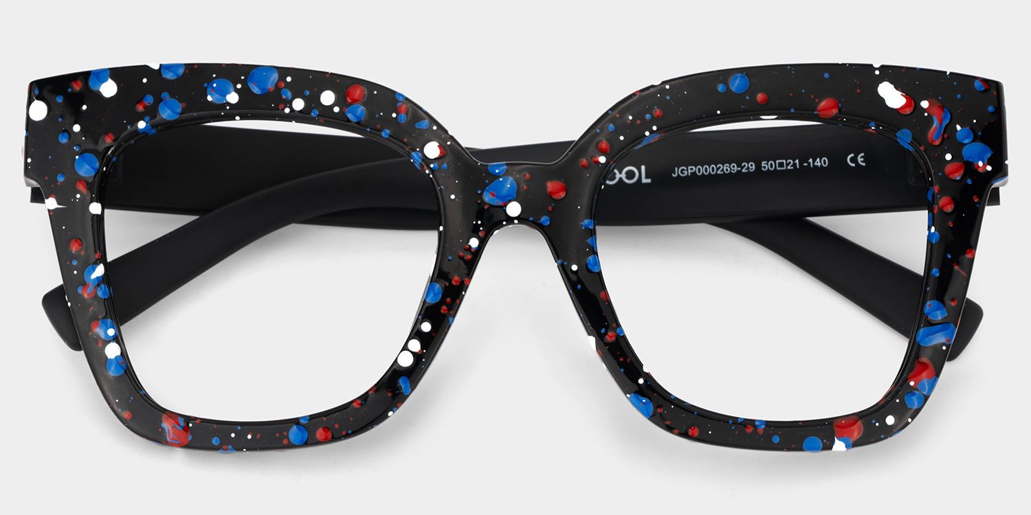Malcolm Large Square Nerdy Glasses with Colorful Dots on The Frame1