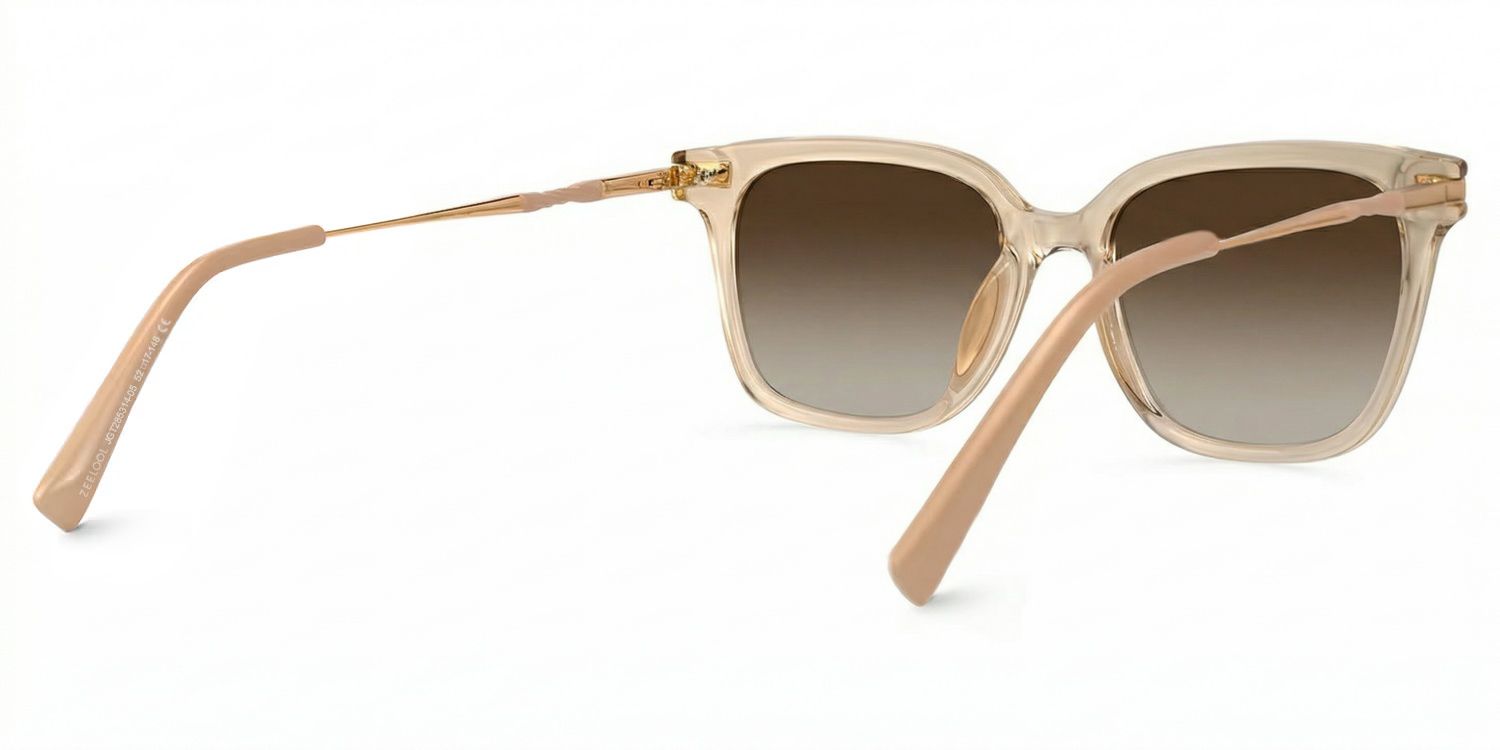 Jacqui Rectangle Style Beige Frame Sunglasses | ZEELOOL3