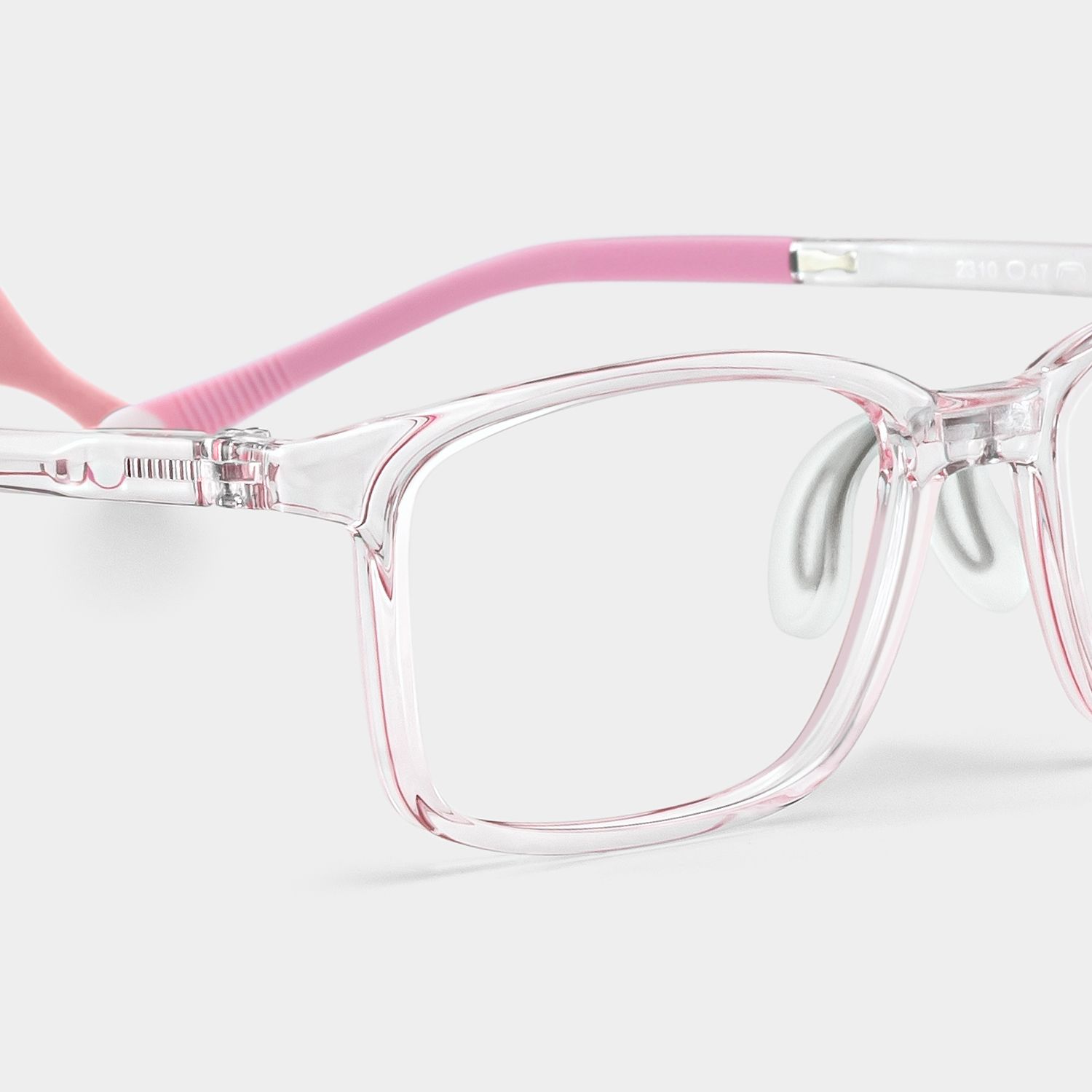 June Rectangle Clear Pink Frame Eyeglasses for Pre-tweens4
