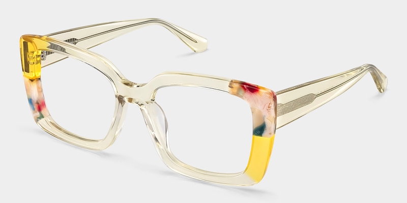 Flair Yellow Clear Frame Glasses with Square Frame Online | ZEELOOL3