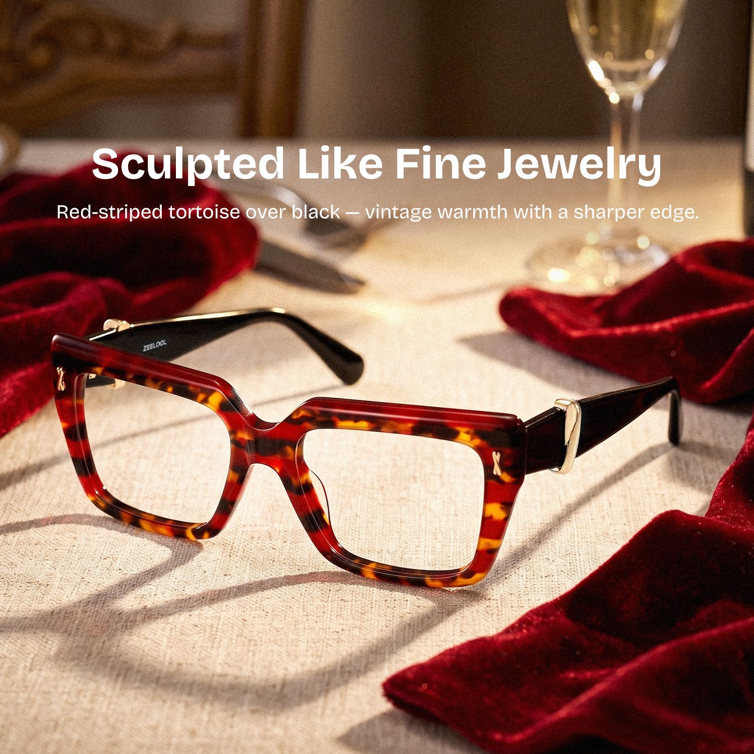 Ophelia Red Tortoise Square Glasses | ZEELOOL0