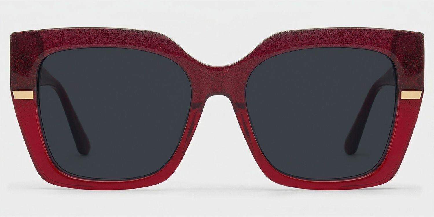 Mavis Square Burgundy Glasses Frames with Glittering Powder| ZEELOOL0