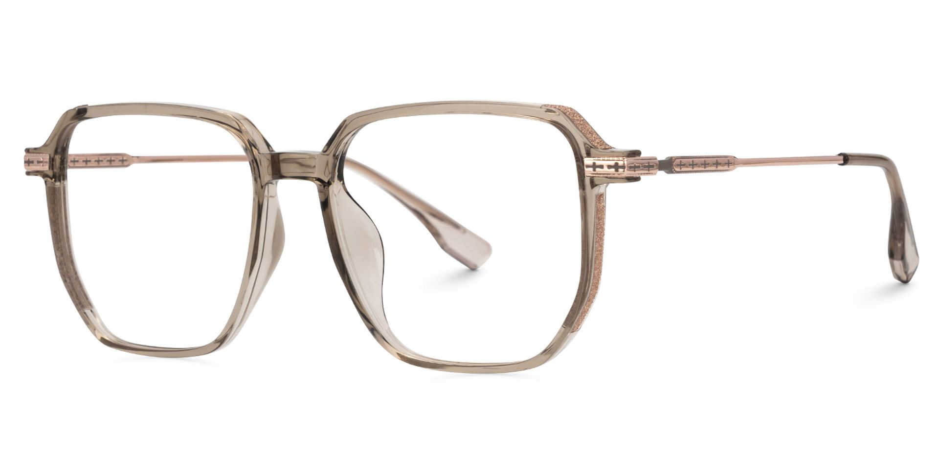 Nesbitt Mixed-Materials Geometric Tawny Frame Glasses | Zeelool1