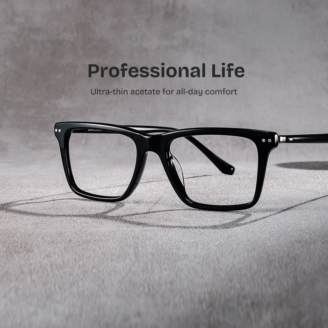 Harper Black Frame Prescription Glasses with Rectangle Shape | ZEELOOL0