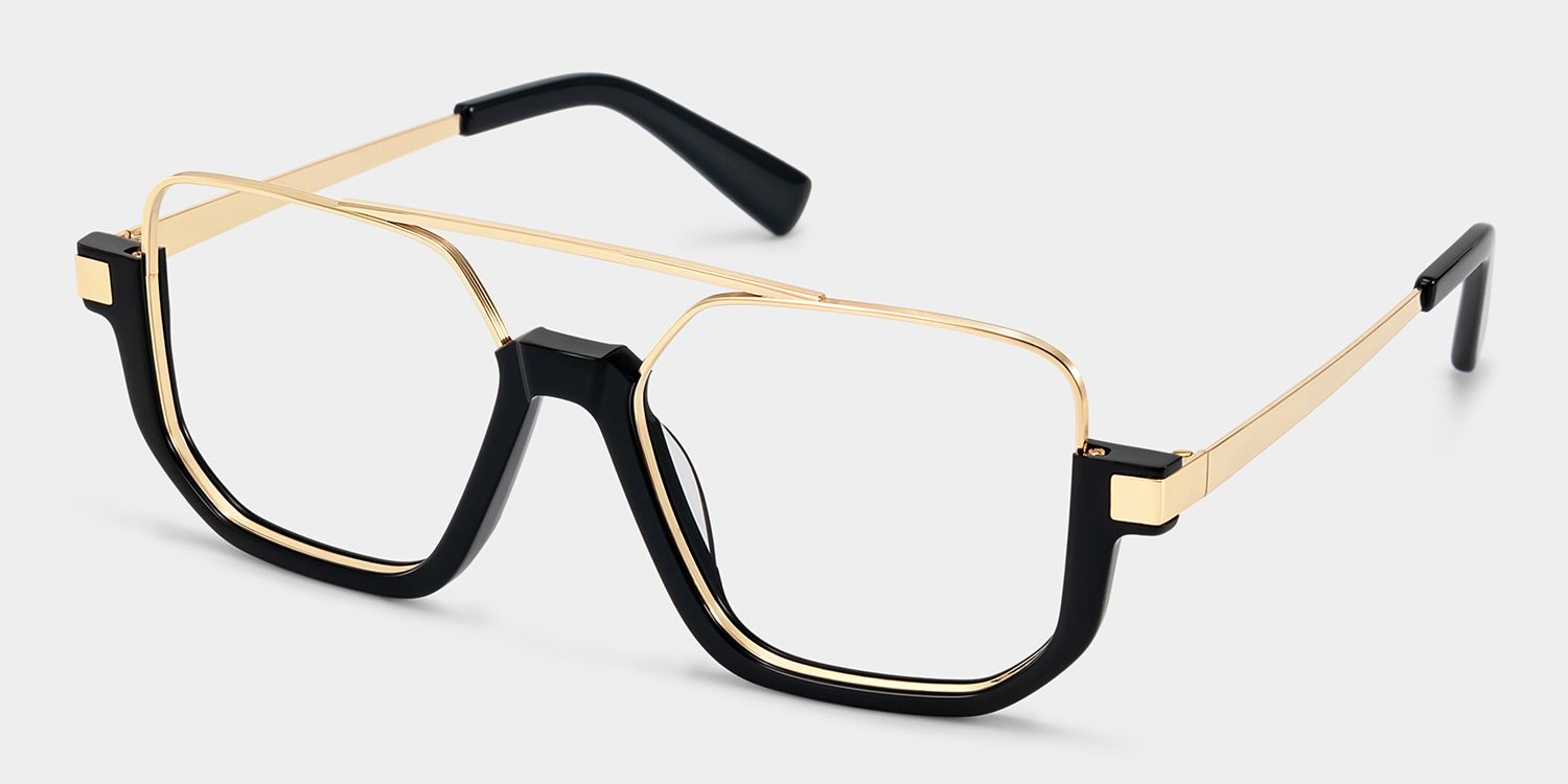 Oromiya Aviator Black and Gold Frame Glasses on Sale | ZEELOOL