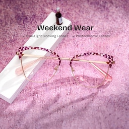 Harley Browline Pink Leopard Glasses0