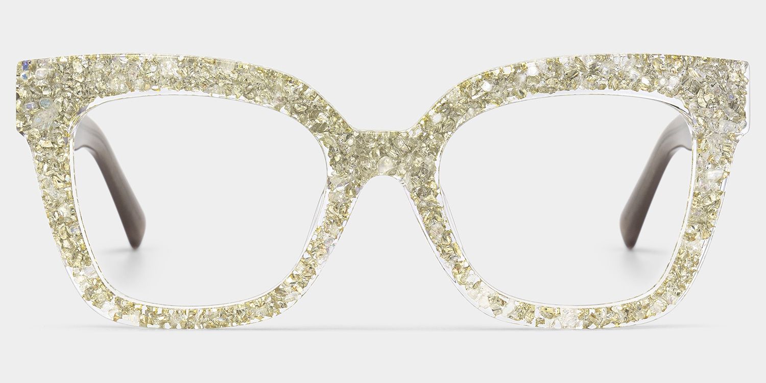 Renata Square Silver Rhinestone Covered Glasses | ZEELOOL